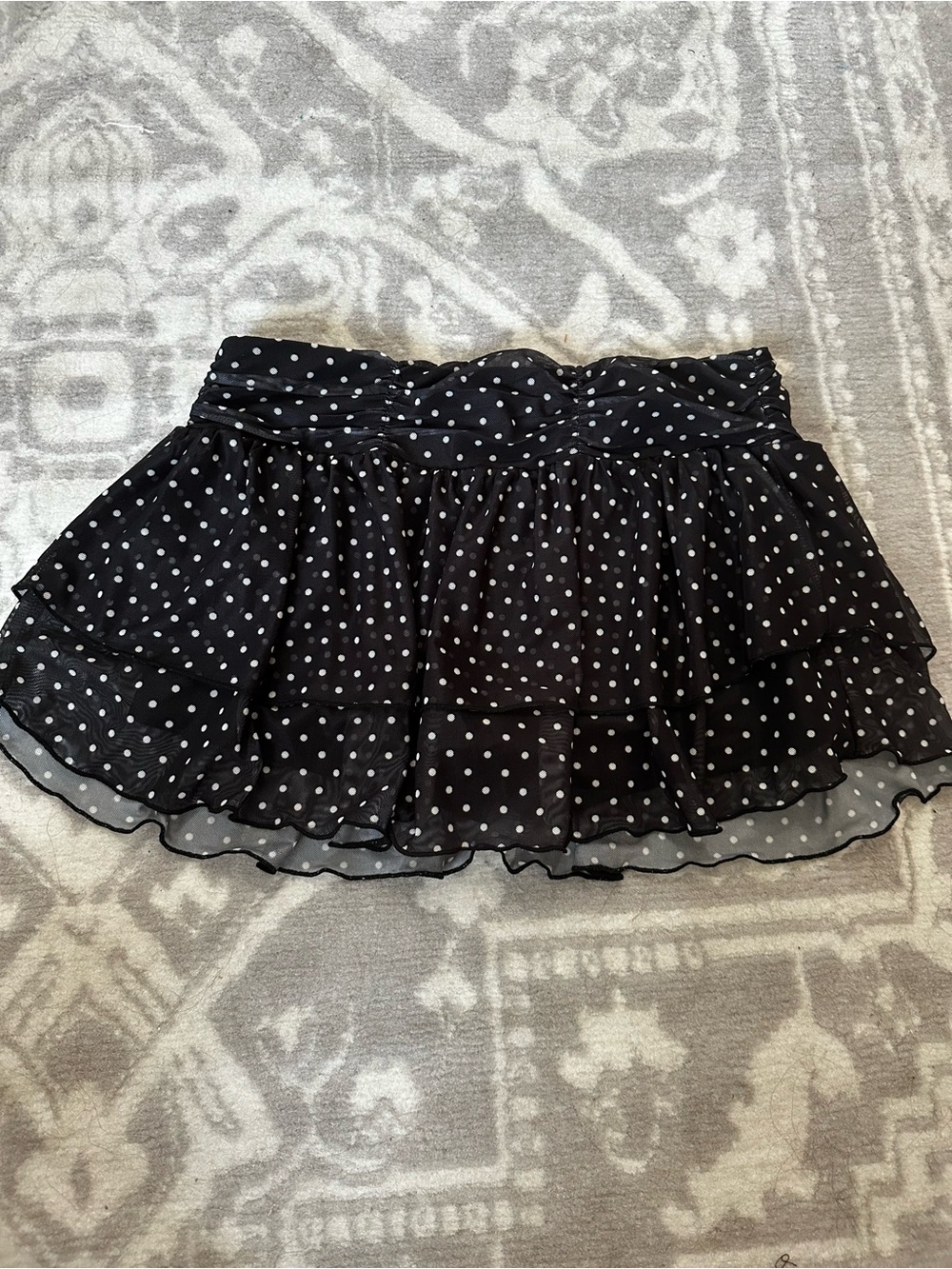 Black Polka Dot Tiered Mini Skirt